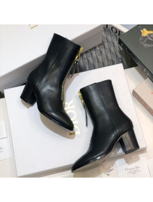 Dior Empreinte Heeled Short Boots with Front Zip in Black Soft Calfskin 2020