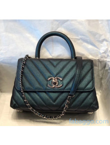 Chanel Chevron Small Flap Bag with Top Handle in Grained Calfskin A92990/A07147 Greeen 2020(Top Quality)