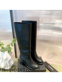 Chanel Calfskin High Boots 7cm G38172 Black 2021  