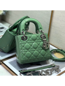 Dior Lady Dior Mini Bag in Patent Leather Green/Silver 2021