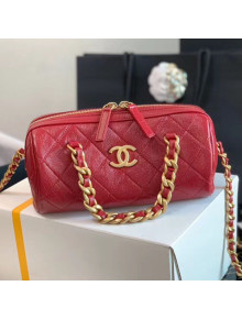 Chanel Quilted Shiny Lambskin Small Bowling Bag AS1899 Red 2020