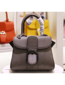 Delvaux Brillant Mini Metal Glam Top Handle Bag With Stitches in Grained Calf Leather Grey 2020