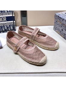 Dior Caro Mary Jane Espadrille Ballerina Flat in Pink Mesh Embroidery 2021