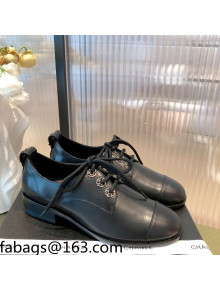 Chanel Calfskin Lace-ups Shoe Black 2021 01