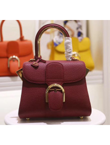 Delvaux Brillant Mini Metal Glam Top Handle Bag With Stitches in Grained Calf Leather Burgundy 2020