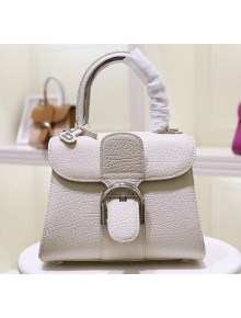 Delvaux Brillant Mini Metal Glam Top Handle Bag With Stitches in Grained Calf Leather White 2020