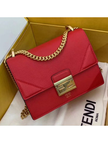Fendi Kan U Small Matte Calfskin Embossed Corners Flap Bag Red 2019  