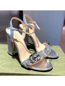 Gucci Sequin GG Strap High-heel Sandals Bright Silver 2021