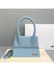 Jacquemus Le Chiquito Small Top Handle Bag in Smooth Leather Light Blue 2021