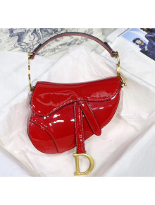 Dior Mini Saddle Bag in Patent Calfskin Red 2020
