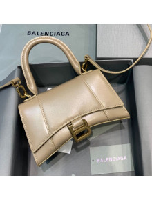 Balenciaga Hourglass Mini Top Handle Bag in Smooth Calfskin Beige 2021