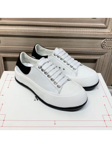 Alexander Mcqueen Deck Cotton Canvas Lace Up Sneakers White/Black 2020 (For Women and Men)