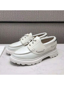 Dior Walker Boat Lace-up Loafers White 2020