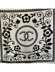 Chanel Vines Print Silk Square Scarf 90x90cm White 2021 21100711