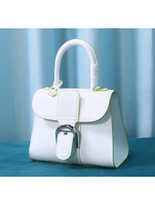 Delvaux Brillant Mini Top Handle Bag in Box Calf Leather White/Green 2020
