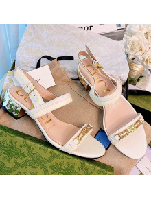 Gucci Lambskin Chain Heel Sandals 2.5cm White 2021