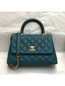 Chanel Small Flap Bag with Top Lizard Handle in Grained Calfskin A92990 Green 2020(Top Quality)