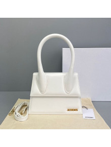 Jacquemus Le Chiquito Medium Top Handle Bag in Smooth Leather White 2021
