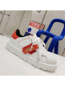 Dior DIOR-ID Sneakers in White Calfskin and Pink Terry Cotton 2021