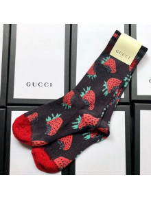 Gucci Strawberry Socks Black 2019