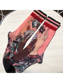 Gucci Spring Print Socks Pink 2019
