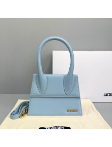 Jacquemus Le Chiquito Medium Top Handle Bag in Smooth Leather Blue 2021