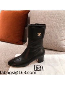 Chanel Crumpled Lambskin Ankle Boots G35468 Black 2021 112265