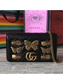 Gucci GG Marmont Animal Studs Mini Bag 488426 Black 2017