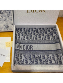 Dior Wool Sqaure Scarf 140x140cm Denim Blue 2021 21100718