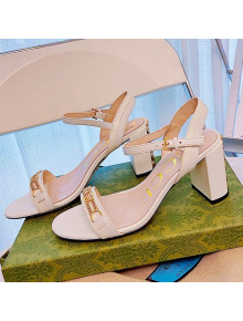 Gucci Lambskin Chain Heel Sandals 7.5cm White 2021