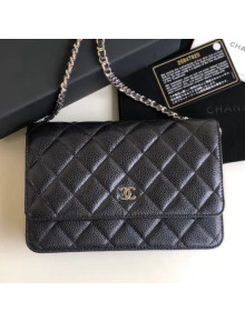 Chanel Quilting Pearl Caviar Calfskin WOC Wallet on Chain Bag Black 2018