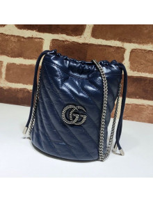 Gucci GG Diagonal Marmont Mini Bucket Bag 575163 Blue/White 2019