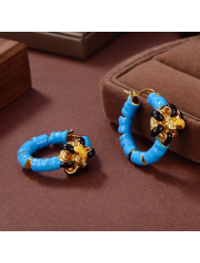 Bottega Veneta Hoop Earrings Blue 2021 110889