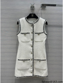Chanel Tweed Dress with Buttons CH40101 White 2022