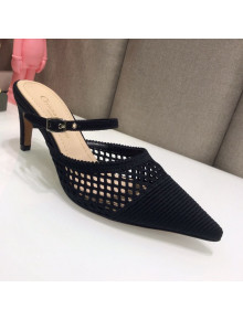 Dior D-Choc Heel Mules in Black Mesh Embroidery 2021