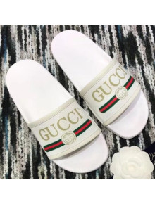 Gucci logo Slide Sandal White 2018