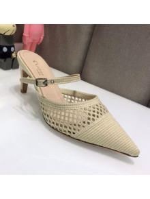 Dior D-Choc Heel Mules in White Mesh Embroidery 2021