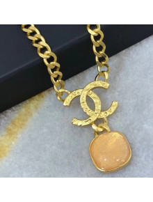 Chanel Resin Stone Necklace Gold 2020
