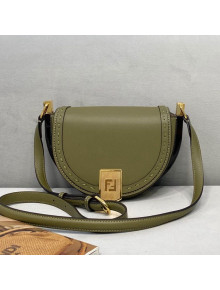 Fendi Moonlight Leather Round Shoulder Bag Green 2021
