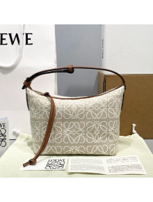 Loewe Small Cubi bag in Anagram jacquard and calfskin Beige/White 2021