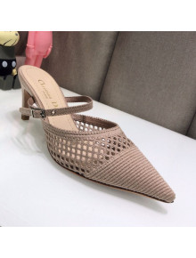 Dior D-Choc Heel Mules in Nude Mesh Embroidery 2021