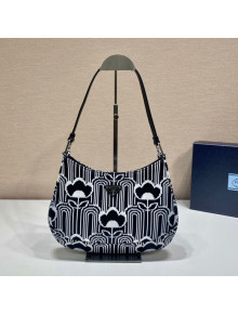 Prada Cleo Jacquard Knit and Leather bag 1BC499 Black/White 2021