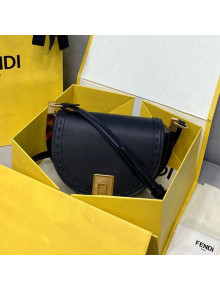 Fendi Moonlight Leather Round Shoulder Bag Black 2021