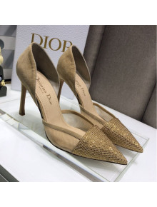Dior Crystal Suede Pumps 7/9.5cm Camel Brown 2021