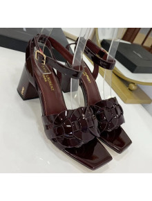 Saint Laurent Patent Leather Sandal With 6.5cm Heel Burgundy 2020