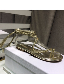 Dior Cord Lace up Flat Sandals Gold 2021