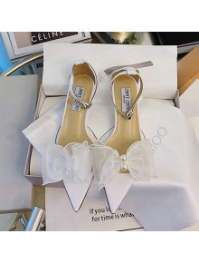 Jimmy Choo Pearl Bow Pointed Sandals 4.5cm White 2021
