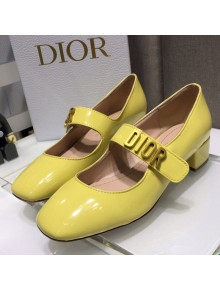 Dior Patent Calfskin Mary Janes Pumps Yellow 2021