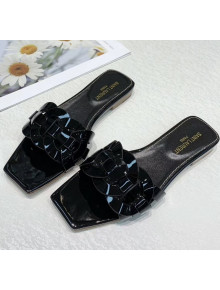 Saint Laurent Patent Leather Flat Sandal Black 2020