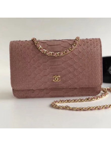 Chanel Python Leather Wallet On Chain WOC Bag Light Camo Brown 2018